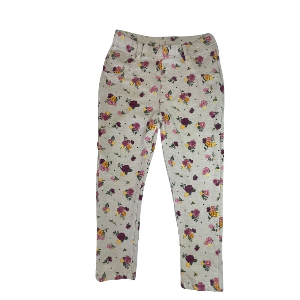 Toddler Girl Leggings w/back Pockets. Flower All-Over Print Size 4T